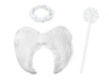 ZESTAW ANIOŁ SKRZYDŁA AUREOLA RÓŻDŻKA 3el