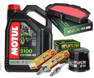 HFA2610 ZESTAW OLEJ MOTUL 10W40 4L FILTRY ŚWIECE KAWASAKI EN650 VULCAN15-18