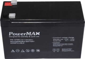 AKUMULATOR ŻELOWY POWERMAX 7AH 12V PM1270S