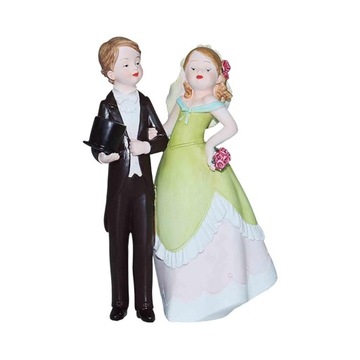 Topper na tort weselny Ciasto Top Decor Miniaturowy model Tort weselny Zielona sukienka