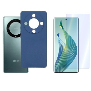 Etui do Honor Magic 5 Lite X40 80 X9A 5G Silicon Case granatowy I SZKŁO