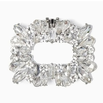 ПРЯЖКА узор МОРОЗ серебро серебряная туфелька ДЕКОРАЦИЯ БРОШЬ клипса