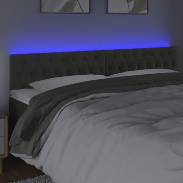 vidaXL Изголовье кровати со светодиодной подсветкой Темно-серый 200x7x78/88 см Бархат