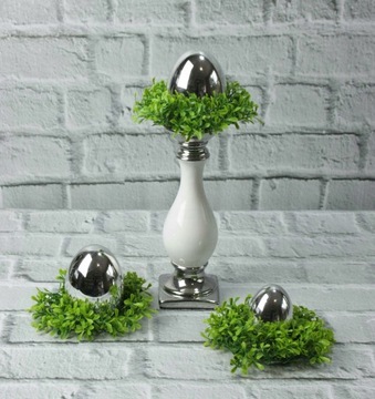 Керамический подсвечник белый серебро MOON H32