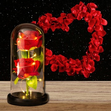 WIECZNA RÓŻA W SZKLE ŚWIECĄCA LED PREZENT DLA NIEJ NA DZIEŃ KOBIET MAMY