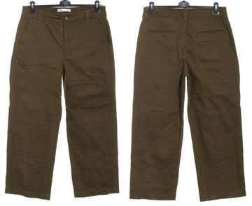 ZARA szerokie oliwkowe spodnie damskie jeansy ze streczem XL 44