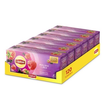 Zestaw herbat Lipton herbatka owocowa ekspresowa Malina Bez 6x20 torebek