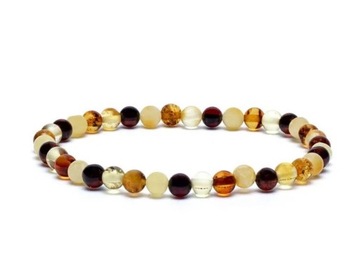 Bransoletka z prawdziwego Bursztynu - Amber śred. kulki 0.5cm elastyczna na