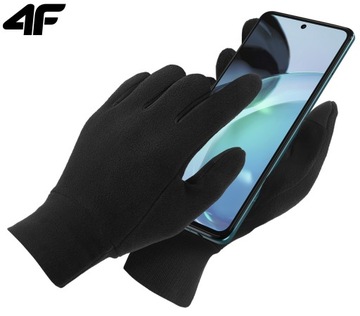 Rękawiczki Męskie Zimowe 4F Polarowe Ciepłe Dotykowe do Smartfonu Rękawice