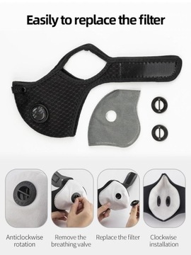 СПОРТИВНАЯ АНТИСМОГОВАЯ МАСКА С ФИЛЬТРОМ И КЛАПАНАМИ /W