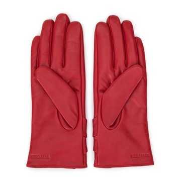 WITTCHEN damskie rękawiczki skórzane czerwone