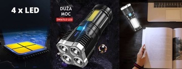 МОЩНЫЙ ФОНАРЬ НА 5 ЛАМП, БЕСПРОВОДНОЙ СВЕТОДИОДНЫЙ ПОИСК