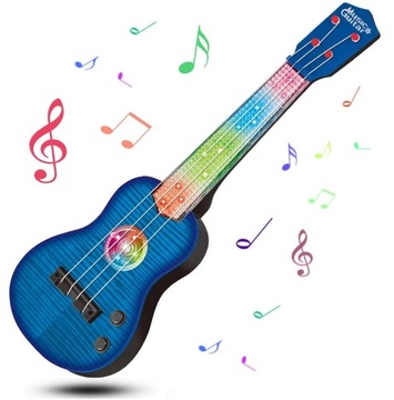 GITARA ŚWIATŁO DŹWIĘK INTRUMENT DO GRY DLA DZIECI 41CM