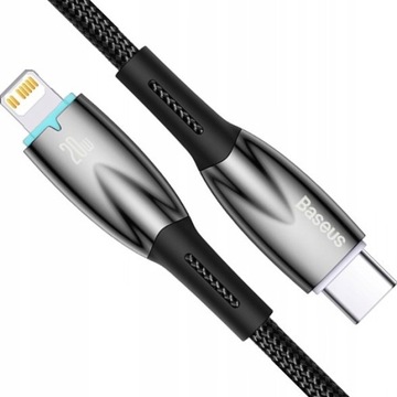 BASEUS SZYBKI KABEL USB-C - LIGHTNING DO IPHONE IPAD PD 20W 2M PODŚWIETLANY