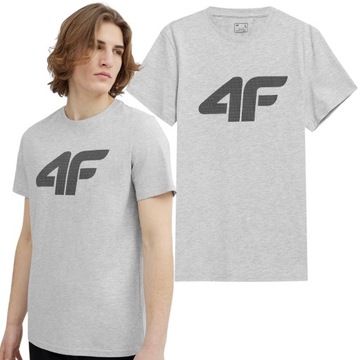 T-SHIRT 4F MĘSKI KOSZULKA REGULAR Z BAWEŁNY LOGO