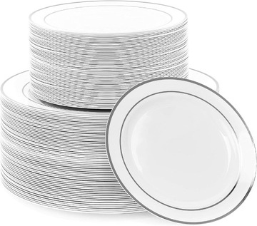 Plastikowe talerze srebrne 20 szt wielokrotnego użycia JAKOŚĆ komunia ślub