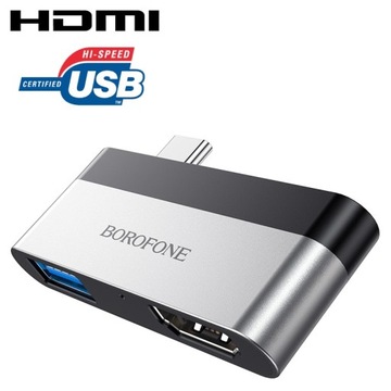 BOROFONE DH2 Hub USB Type-C HDMI + USB3.0 METAL
