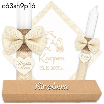 КРЕЩЕННАЯ ОДЕЖДА И СВЕЧА БЕЛАЯ С ВЫШИВКОЙ КРЕЩЕННАЯ ОДЕЖДА БОХО КОРОБКА +