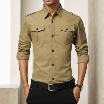 Мужская повседневная рубашка с длинными рукавами Vintage SHIRT обычный хлопок