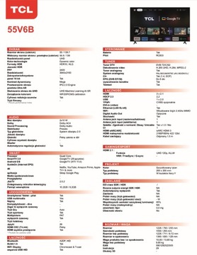 TCL 55V6B Telewizor LED 55 cali
