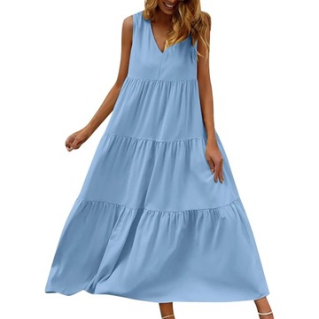 Loose Sleeveless Boho Dress 2023 V Neck Large Swin