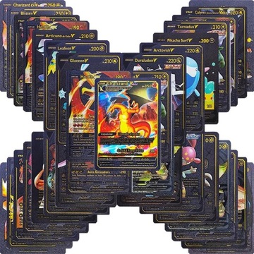 CZARNE KARTY POKEMON LEGENDARNE KOLEKCJONERSKIE BLACK ZESTAW 55 SZTUK