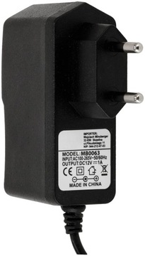 ПОДКЛЮЧАЕМЫЙ БЛОК ПИТАНИЯ 12В 1А 12ВТ ДЛЯ RGB СВЕТОДИОДНЫХ ЛЕНТ