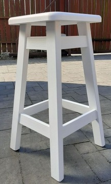 TABORET stołek drewniany 60 hoker barowy BIAŁY