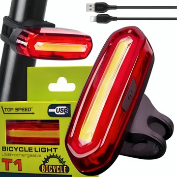 MOCNA TYLNA LAMPKA LATARKA ROWEROWA LED USB OŚWIETLENIE NA ROWER 120LM