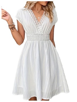 SUKIENKA ELEGANCKA LETNIA DAMSKA MINI AŻUROWA BOHO, XL