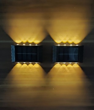 2X KINKIET LAMPA SOLARNA ELEWACYJNA 8 LED ZEWNĘTRZNA GÓRA DÓŁ NA ŚCIANĘ