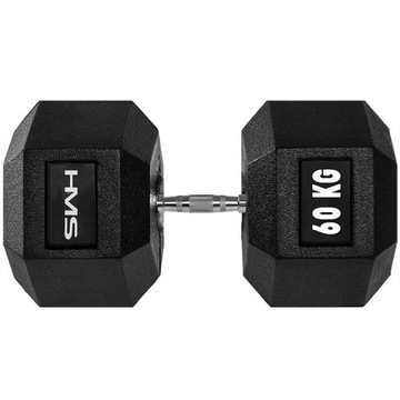 HANTLA HANTELKA GUMOWA HMS HEX PRO 60kg TRENING SIŁOWNIA