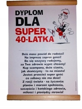 Dyplom z życzeniami na 40 Urodziny Dla Faceta