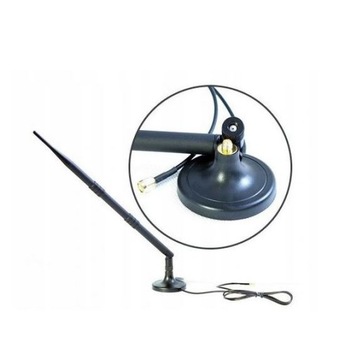 Antena Wifi 10dBi SMA Patykowa z Magnesem Kamery IP Falownika Routera Kabel