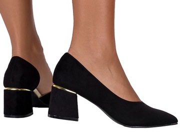 CZÓŁENKA NA KLOCKU ELEGANCKIE OBUWIE DAMSKIE ODKRYTA PIĘTA WSUWANE r 35