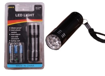 LATARKA LED MINI ALUMINIOWA WODOODPORNA + BATERIE