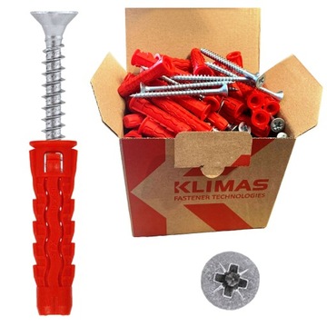 KOŁKI ROZPOROWE 8x40 Z WKRĘTEM 5x50 STOŻKOWE PZ2 100szt UNIWERSALNE KLIMAS