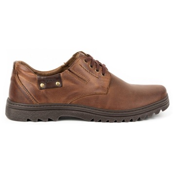 Buty męskie skórzane casual 510J brązowe 48