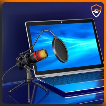 Mikrofon do Komputera Studyjny EUROLOOK Gamingowy USB Statyw RGB