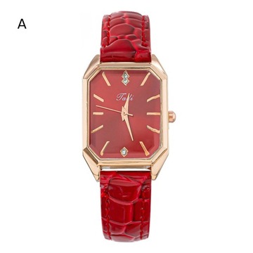 Women Watch Rectangle Dial Faux Leather Strap Quartz