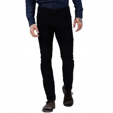 ONLY SONS - Męskie Grubsze Jeansy Zwężane Czarne Klasyczne Slim _ 33/30