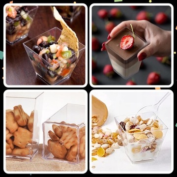 КОНТЕЙНЕРЫ ДЛЯ КРУЖЕК ДЛЯ ЗАКУСОК ДЕСЕРТОВ 60МЛ 50ШТ КВАДРАТНЫЙ КОНТЕЙНЕР ДЛЯ ДЕСЕРТА