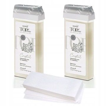 ItalWax 2x wosk do depilacji rolka CRYSTAL + paski