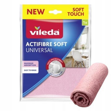 ŚCIERKA VILEDA ACTIFIBRE SOFT RÓŻOWA UNIWERSALNA BEZ DETERGENTÓW