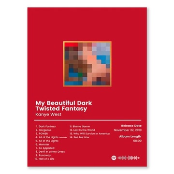 20x30 Obraz plakat Muzyczne przeboje albumów celebrytów Hip Hop Kanye West