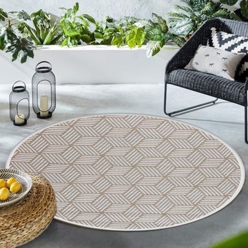 СОВРЕМЕННЫЙ УЛИЧНЫЙ КОВРИК ДЛЯ БАЛКОНА, ТЕРРАСЫ, САДА, КРУГЛЫЙ 120 СМ