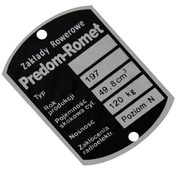 TABLICZKA ZNAMIONOWA ROMET MOTORYNKA KOMAR KADET