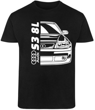 T-SHIRT MĘSKI DLA FANA AUDI S3 A3 S4 S6 S LINE KOSZULKA CZARNA R-M A564