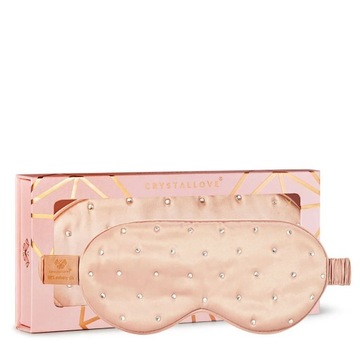 CRYSTALLOVE Opaska na oczy z jedwabiu z kryształkami - rose gold