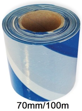 TAŚMA OSTRZEGAWCZA biało niebieska 100 M 70MM PAPER-TECH